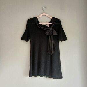 H&M Silk Collar Bow Button Back Sweater